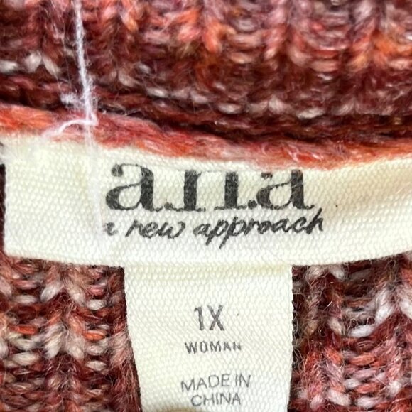 Ana Striped Knit Sweater Womens 1X Red Long Sleeve Oversize - Picture 7 of 8